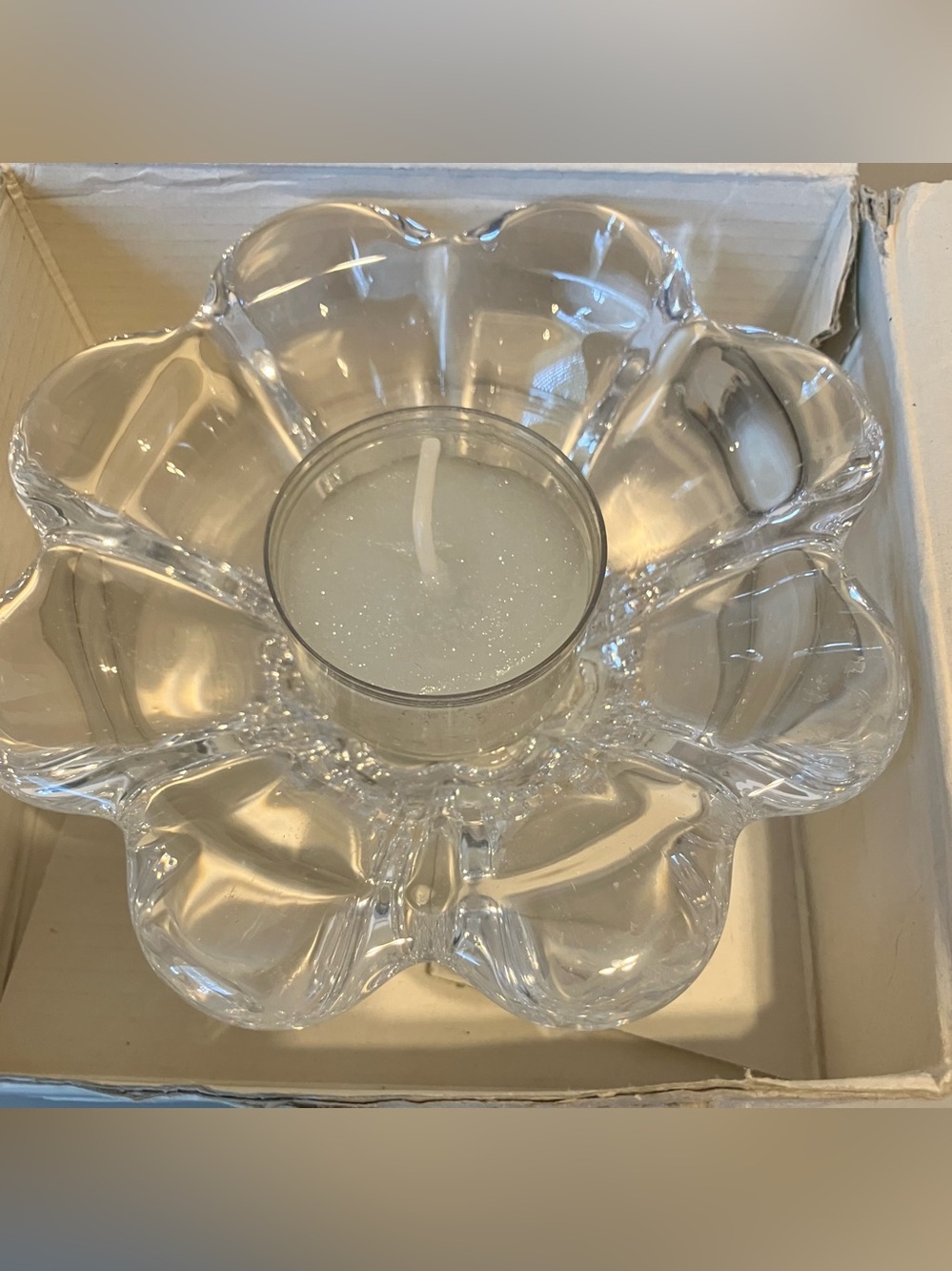 Mikasa Clear Flower-Shaped Glass Tea Light Holder